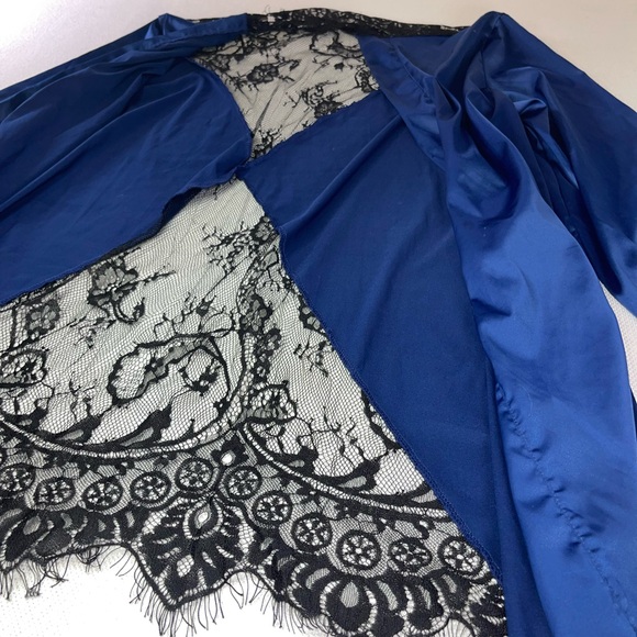 Intimate Silky Satin Lace Trim Night Cardigan Robe Size XL A - Picture 3 of 7